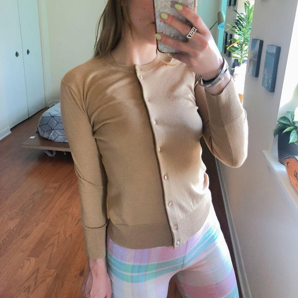 J. Crew Sweaters - NWT J. Crew Button Up Tan Nude Cardigan Sweater XS